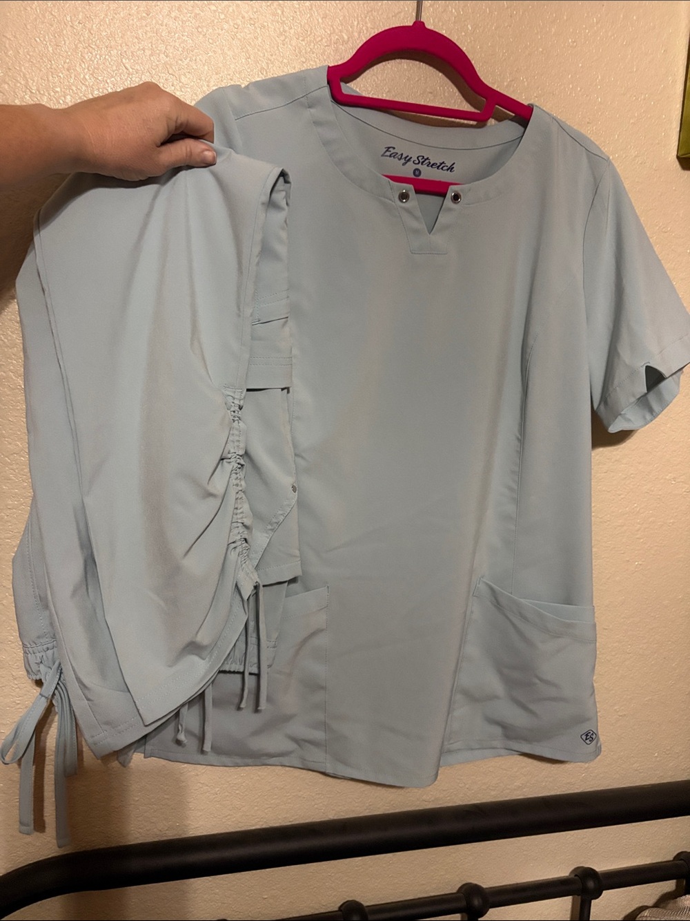 Easy Stretch Women's Light Blue Short Sleeve Scrub Top